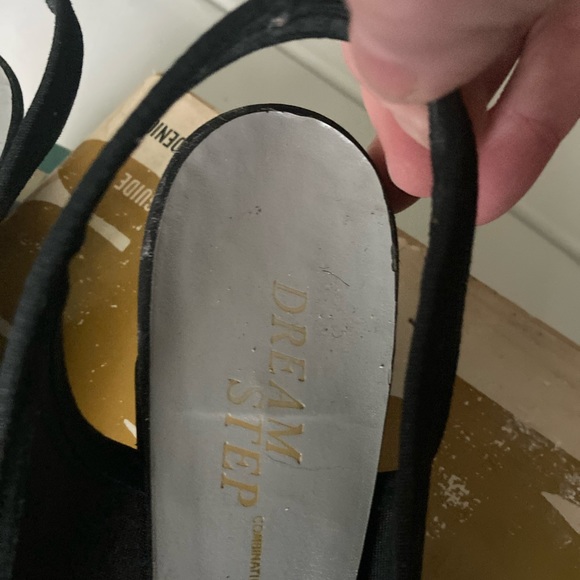 LAST CALL Vintage black sling back kitten heel womens shoes 60s - Picture 4 of 10